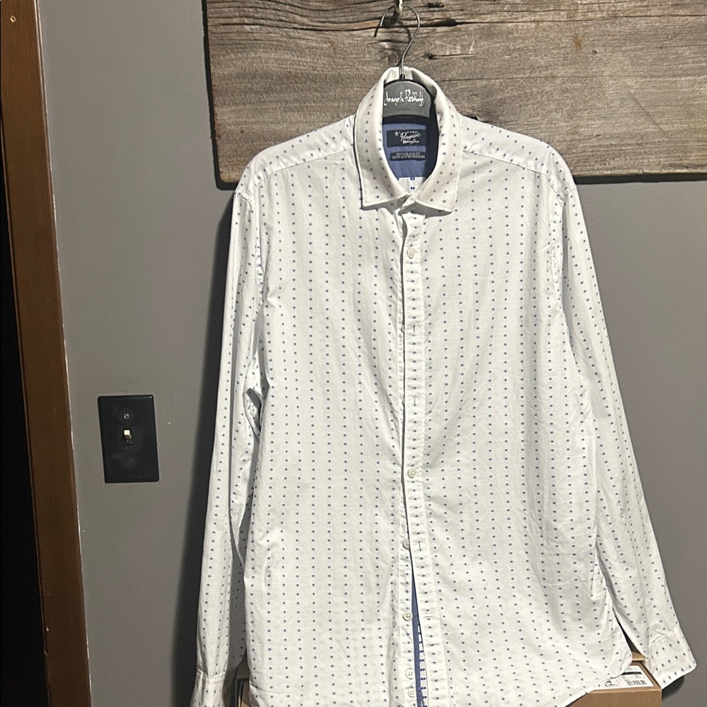 Penquin White and Blue Dotted Dress Shirt